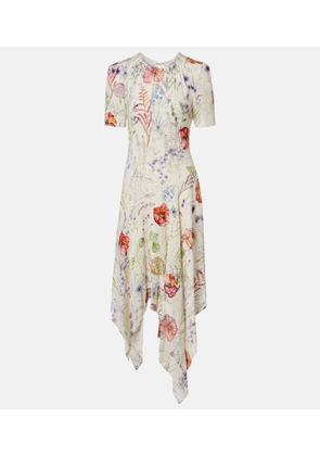 McQueen Floral asymmetric midi dress