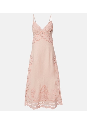Farm Rio Embroidered linen slip dress