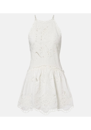 Farm Rio Embroidered cotton minidress