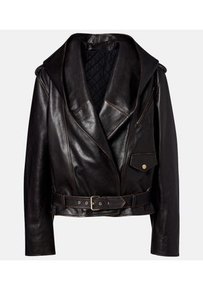 Alaia Hooded leather biker jacket