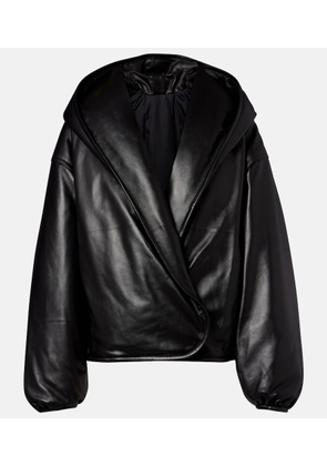 Alaia Hooded leather bomber jacket