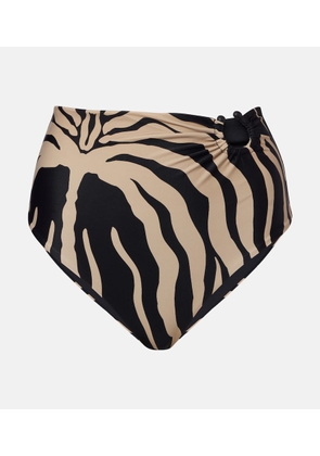 Johanna Ortiz Printed ring-detail bikini bottoms