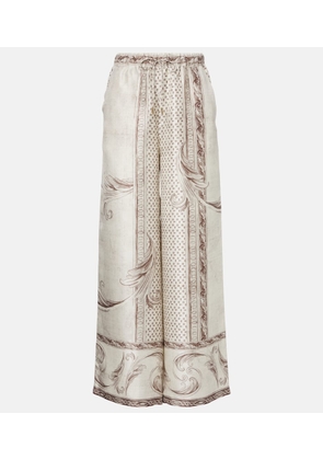 Max Mara Rive printed silk satin wide-leg pants