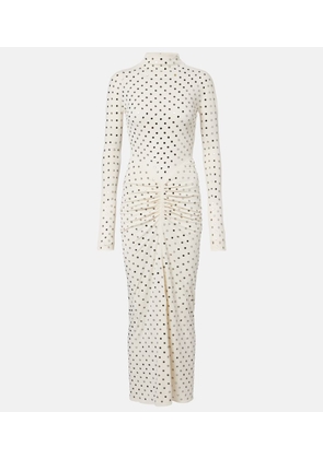 Alaia Embellished gathered jersey maxi dress