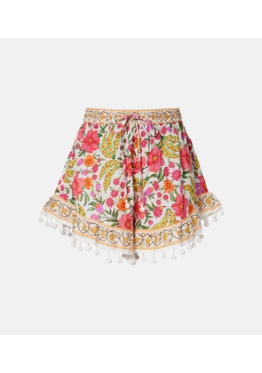 Farm Rio Banana Flowers embellished cotton shorts