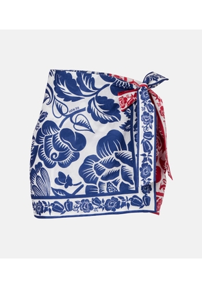 Farm Rio Cashew And Birds cotton miniskirt