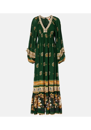 Farm Rio Ayla Green ruffled maxi dress