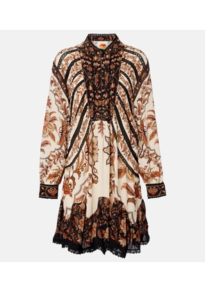Farm Rio Floral lace-trimmed minidress