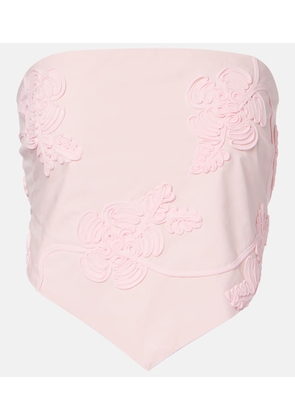Rotate Applique strapless cotton top