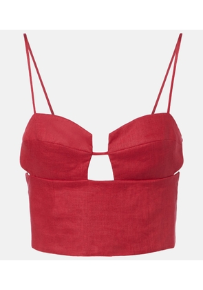 Cala de la Cruz Imperia cutout linen crop top