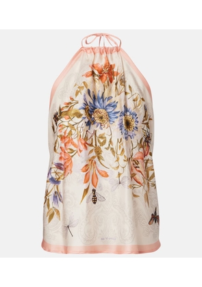 Etro Floral halterneck open-back silk top