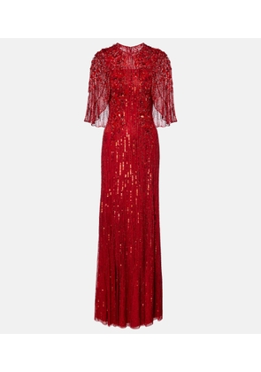 Jenny Packham Violetta embellished caped gown