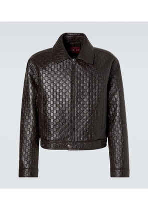 Gucci GG debossed leather blouson jacket