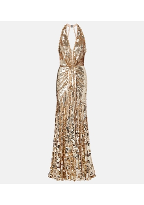 Jenny Packham Mars gathered sequined gown
