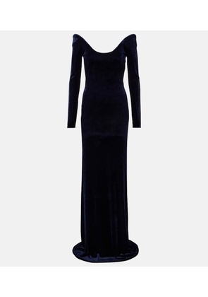 Alaia Off-shoulder velvet gown