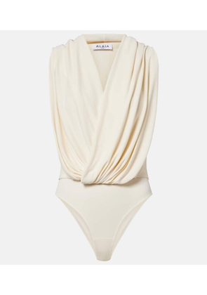 Alaia Draped hooded jersey bodysuit