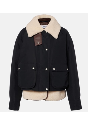 Loewe Shearling-trimmed cotton-blend jacket