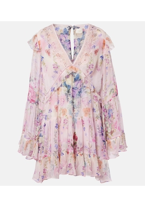 Camilla Embellished floral silk chiffon minidress