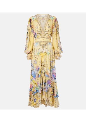 Camilla Embellished floral silk crepe maxi dress