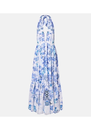 Camilla Embellished halterneck cotton poplin maxi dress