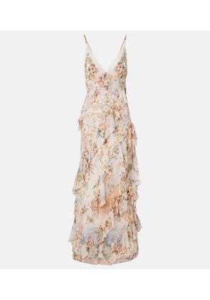 Camilla Embellished floral ruffled silk maxi dress