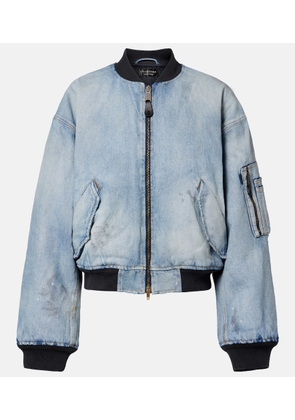 Balenciaga Cropped denim bomber jacket