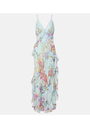 Camilla Floral ruffled silk slip dress