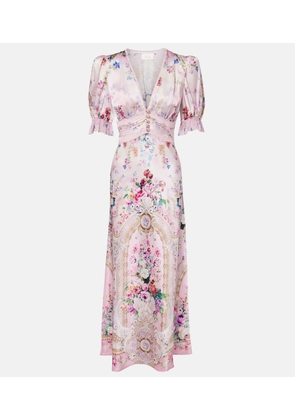 Camilla Lace-trimmed printed silk midi dress