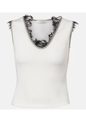 Jacques Wei Layered lace-trimmed jersey top