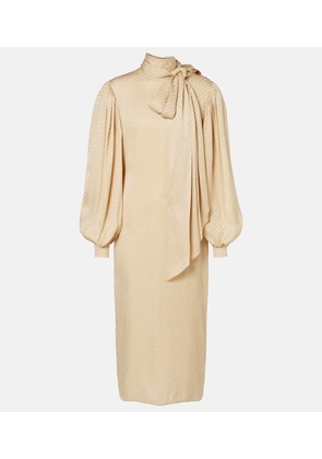 Gucci GG draped striped silk jacquard midi dress