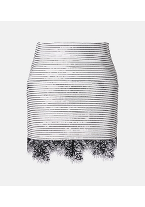 Jacques Wei Lace-trimmed sequined cotton miniskirt
