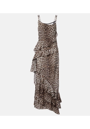 Jacques Wei Leopard-print draped silk maxi dress
