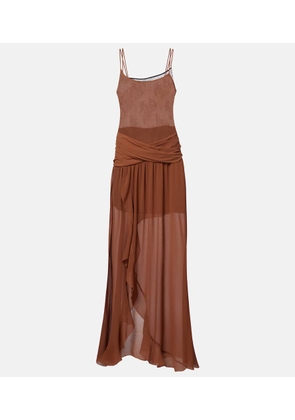Jacques Wei Draped ruffled maxi dress