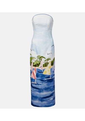 Leo Lin Ava printed linen bustier dress