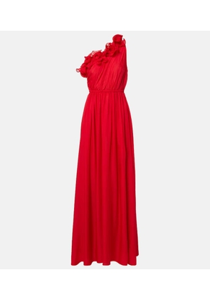 Leo Lin Jenni draped floral-applique silk gown