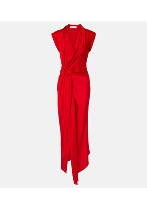 Victoria Beckham Gathered silk-trimmed jersey maxi dress