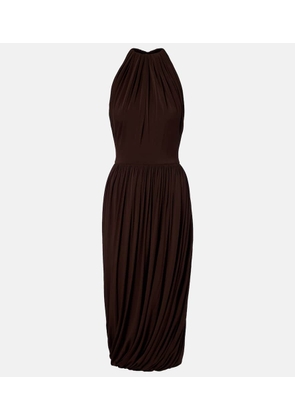 Alaia Gathered pleated halterneck midi dress