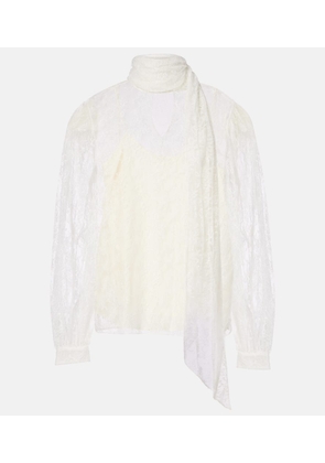 Gucci Scarf-detail sheer floral blouse