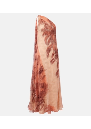 Johanna Ortiz Printed silk-blend lame gown