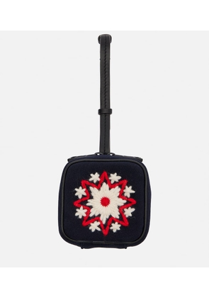 Moncler Embroidered leather-trimmed clutch