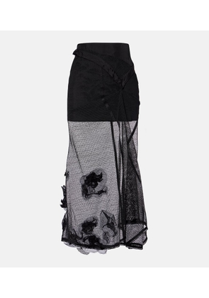 Victoria Beckham Basque floral-applique mesh midi skirt