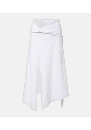 Victoria Beckham Gathered cotton-blend midi skirt