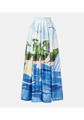 Leo Lin Printed pleated maxi skirt