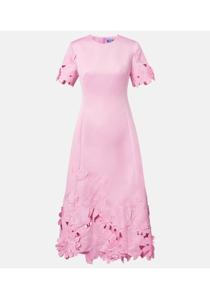 Leo Lin Floral-applique embroidered cocktail dress
