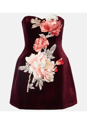 Leo Lin Rosario floral-applique velvet minidress