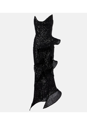 Maticevski Thistle Wave ruffled sequined gown