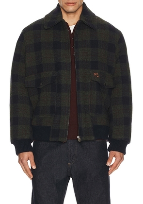 President's Tom Jacket in Wool Check Blue Green - Green. Size L (also in M).