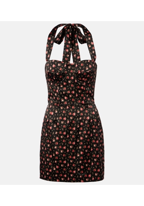 Dolce&Gabbana Floral halterneck silk-blend satin minidress