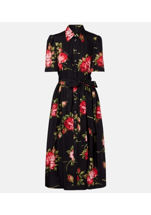 Dolce&Gabbana Belted floral cotton shirt midi dress