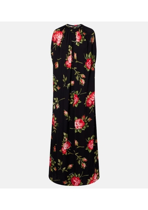 Dolce&Gabbana Floral caped silk-blend gown